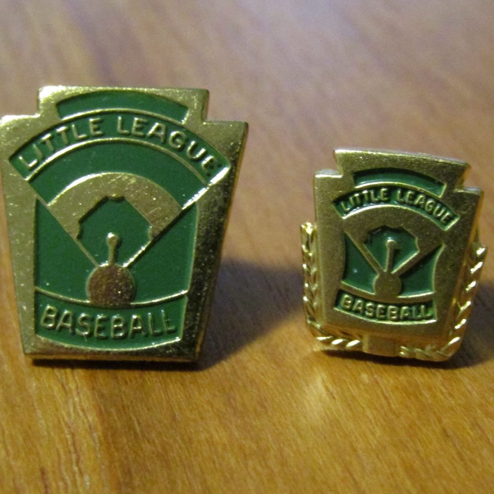 Vintage Little League Baseball Enamel Pin Duo